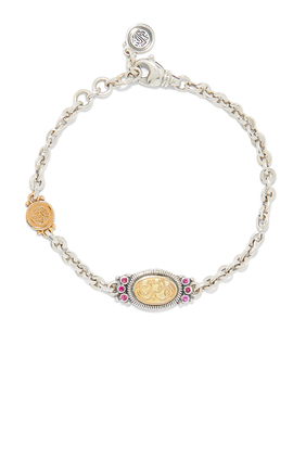Never Apart Bracelet, 18k Gold with Sterling Silver & Ruby
